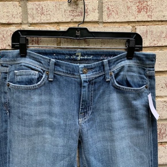 7FAM Flynt Boot Cut Mid-Rise Jeans - 30, rhinestone pockets - Picture 2 of 8